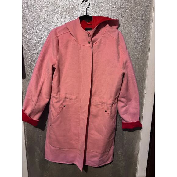 Desigual  Lenzy Winter Barbie Fun Playful Pink Red Wool Reversible Hoodie Coat - Picture 13 of 14